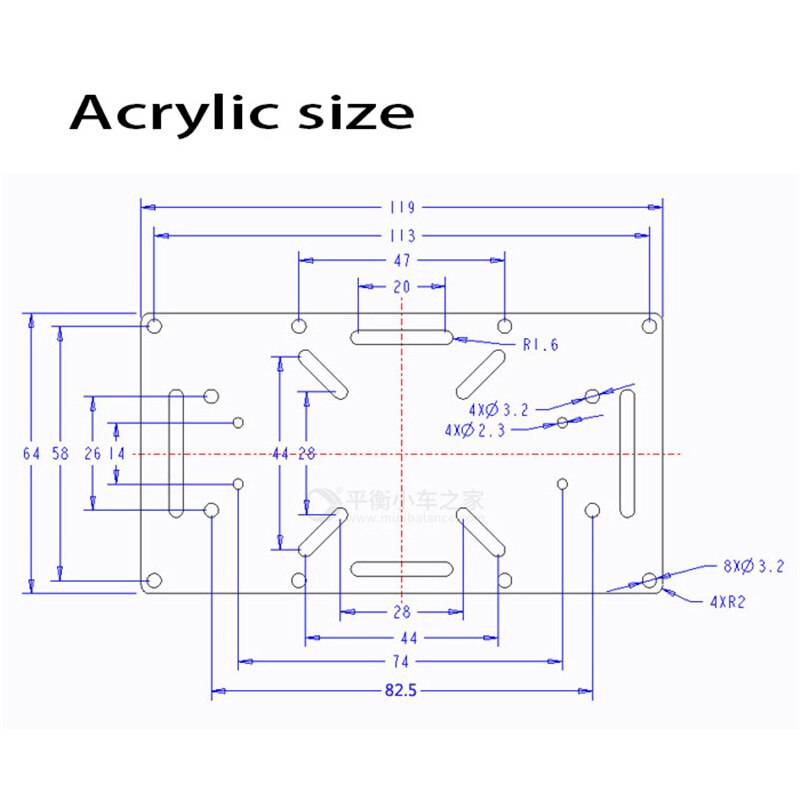 [Speciale Voor High-Power Chassis] Zelfbalancerende Chassis Zwart Transparant Acryl Vaste Beugel Gat Plaat