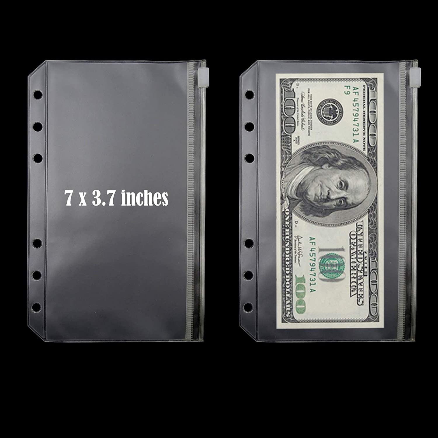 12pcs Clear Plastic Binder Envelopes with A6 PU Leather Notebook Binder, Loose Leaf Bags Budget Envelope System