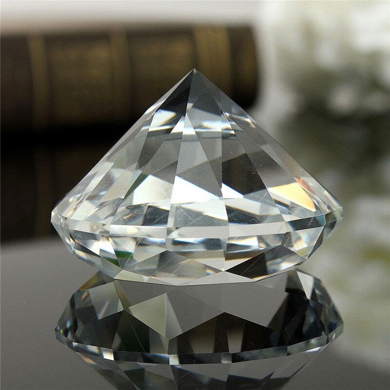 1pc 60mm/2.36inch Clear Crystal Diamond Cut Shape Paperweights Glass Gem Home Display