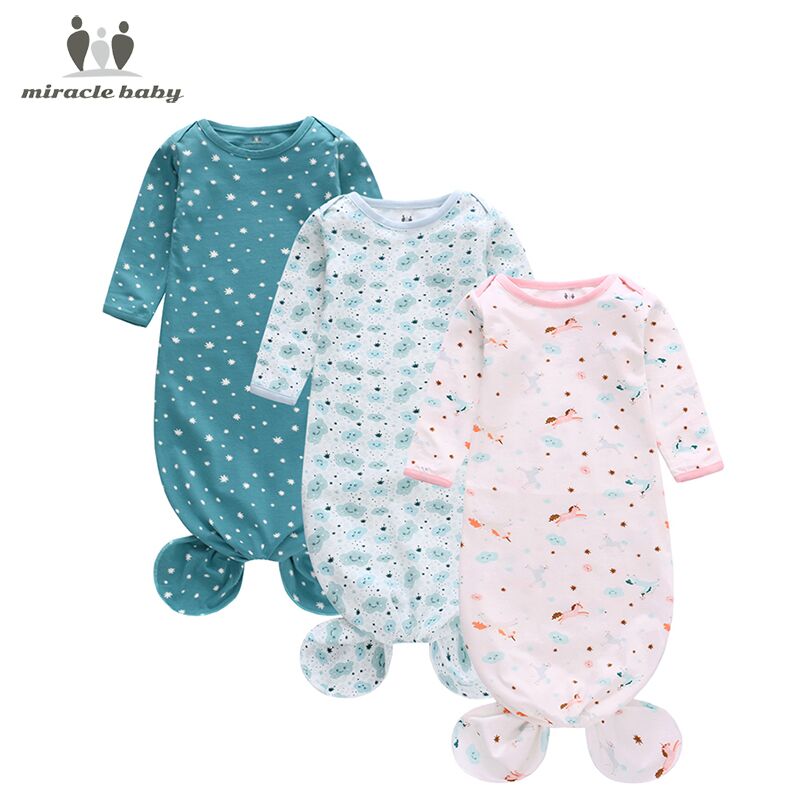 0-12M abito da bambino annodato cotone neonato coperta Swaddle sacco a pelo per bambini bambini neonata ragazzo abiti da notte: Clouds snowflakes / L(6-12M)