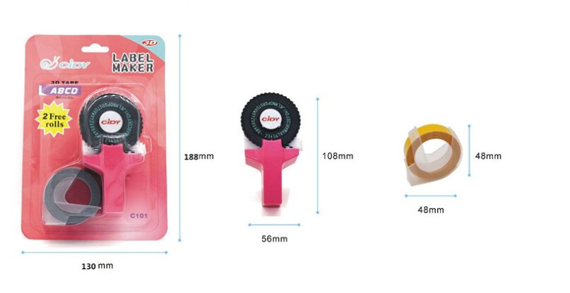 8 Colors Household Mini Portable Manual Label Machine Hidi C101 Embossing Machine Typewriter Hand Curtain Decorative Tape Paper