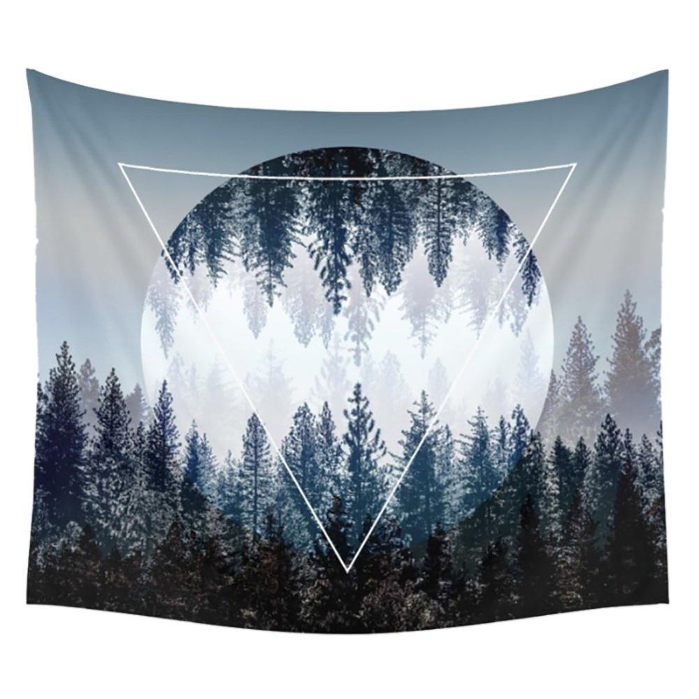 Tapiz Hippie de pared con estampado con bosque Natural de 150x100cm, tapiz de pared bohemio, tapiz de pared con Mandala Arte de la pared Decoración