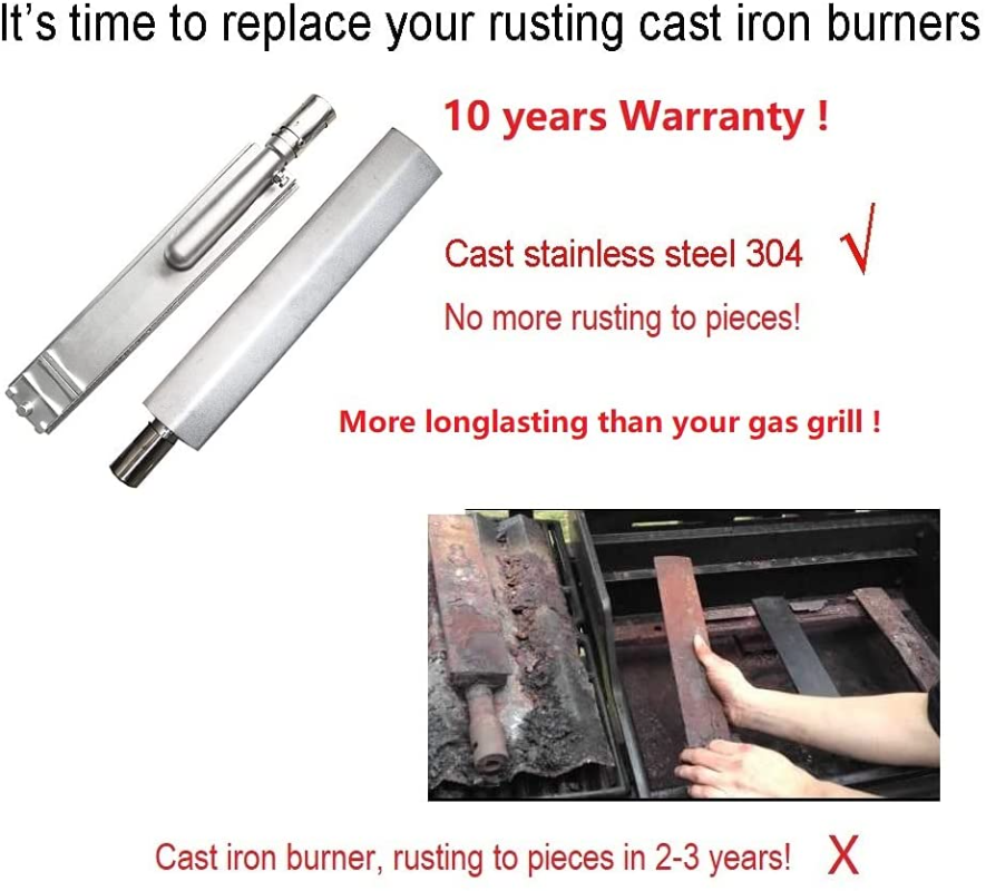 Cast Stainless Steel BBQ Grill Burners Replacement Parts, Gas Grills from Bull Cal Flame, Aussie Jenn Air Steele, 304