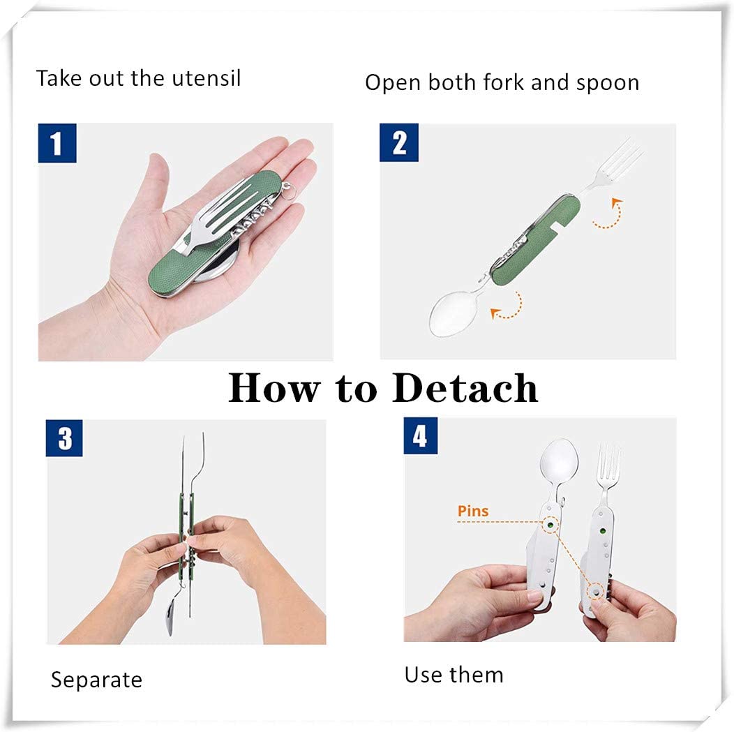 Multifunctional Foldable Pocket Stainless Steel Outdoor Camping Picnic Cutlery Knife Fork Spoon Tableware Parts