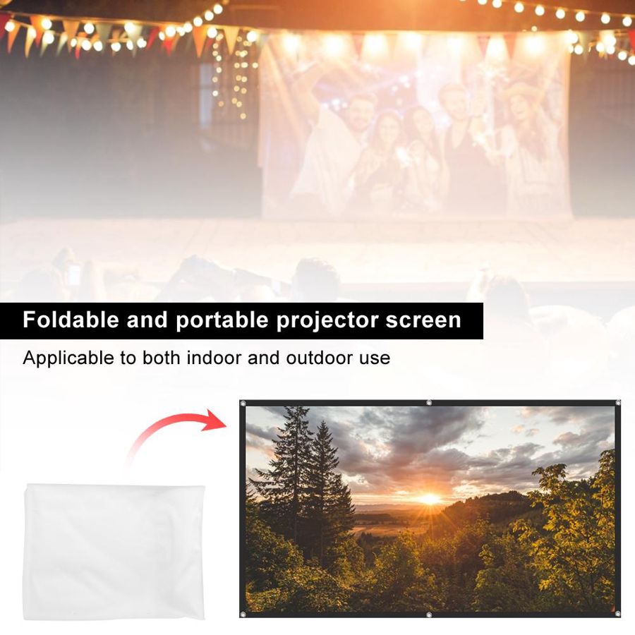 16:9 Portable HD Projector Screen Foldable Projection Curtain for Home Cinema Theater Projector Screen