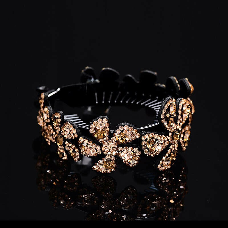 Di cristallo Del Rhinestone Artiglio Coda di Cavallo Bun Holder Pettine Dei Capelli Della Forcella di Modo Posticci Regalo Dei Monili Delle Donne Delle Ragazze di Capelli del Copricapo della Clip: Gold