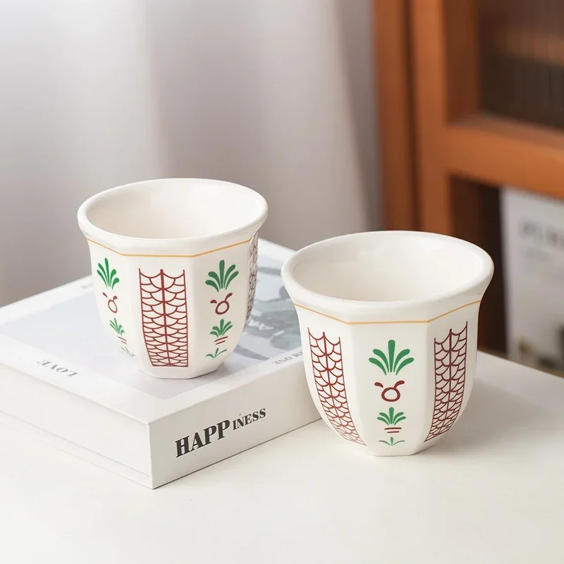 180 ml/250 ml Espressokopjes Art Bloempatroon Verbrandingsbeveiliging Latte Koffiemokken Hand Held Keramiek Kopjes cappuccino Theekopje Kerstcadeau