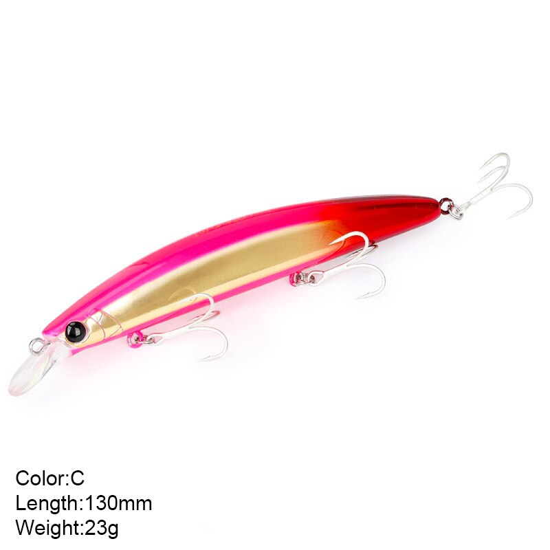 13cm 23g Fishing Lure Minnow Wobbler Lure Long Cast Deep Diving Floating Jerkbait Artificial Hard Bait Ocean Fishing Bass Bait: C