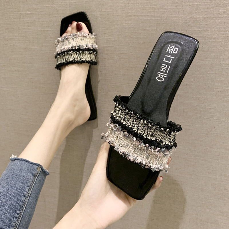 Mode Vrouw Sandalen Zomer Schoenen Gladiator Strand Sandalen Zwart Wit Platte Hakken Mule Sandalen Slippers Maat 35-40