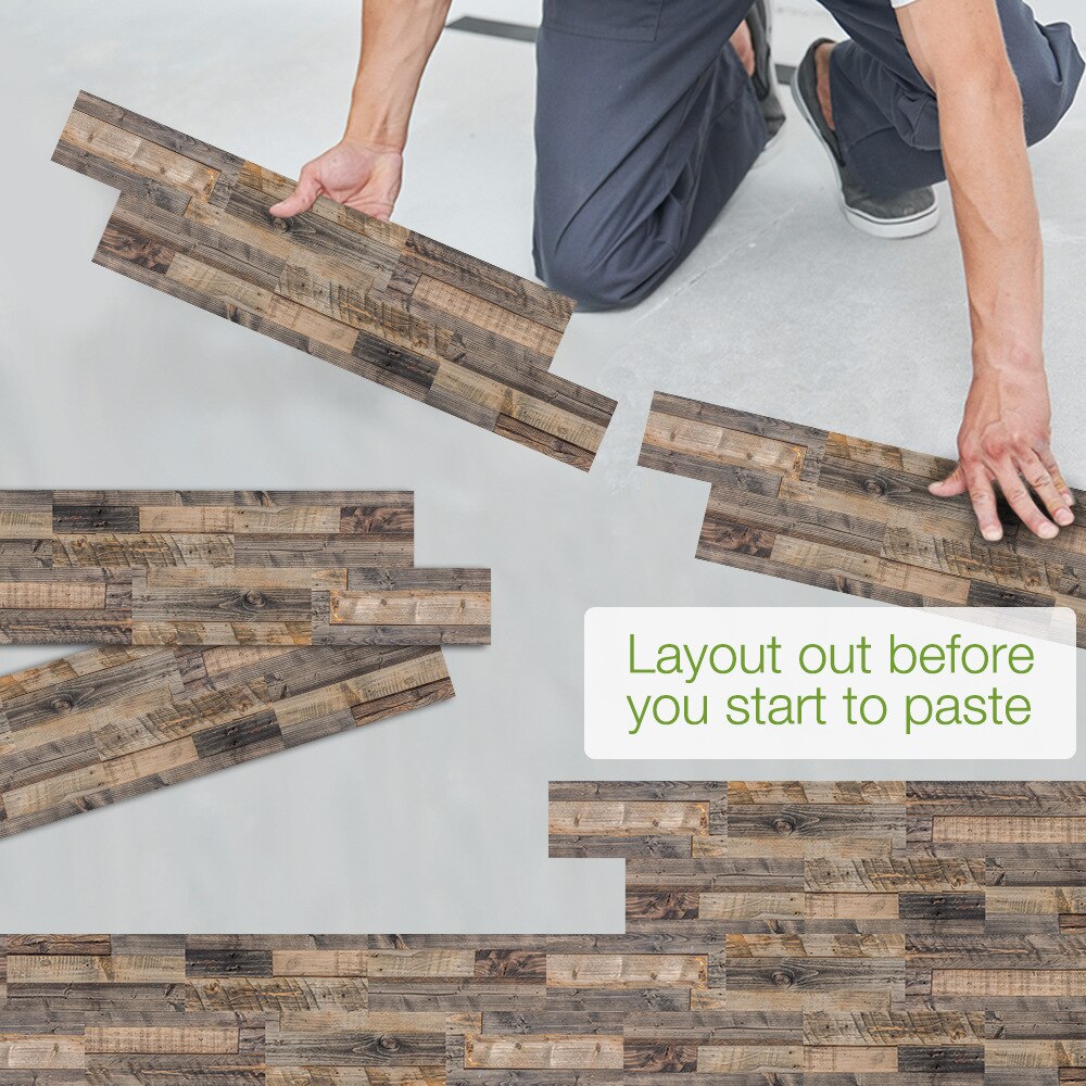 14Pcs/1㎡ Natural Wood Grain Kitchen Tile Stickers Bathroom Self-adhesive Wall Floor Decor Home DIY Tile Sticker