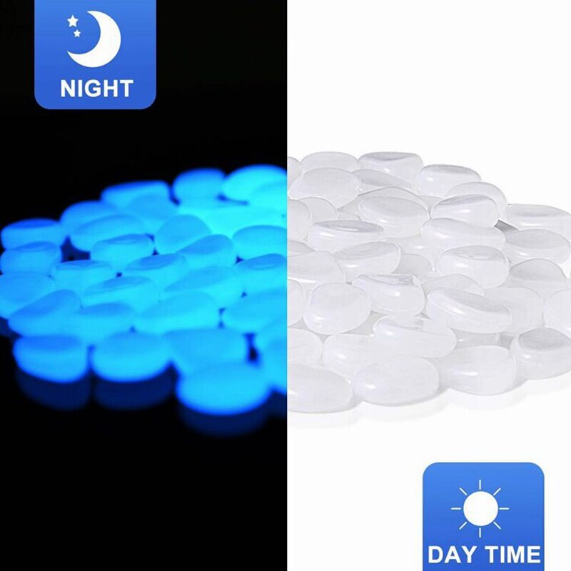 100pcs Glow in The Dark Pebbles Glow Stones Rocks Luminous Pebble for Outdoor Decor Garden Lawn Yard Aquarium Walkway Fish Tank