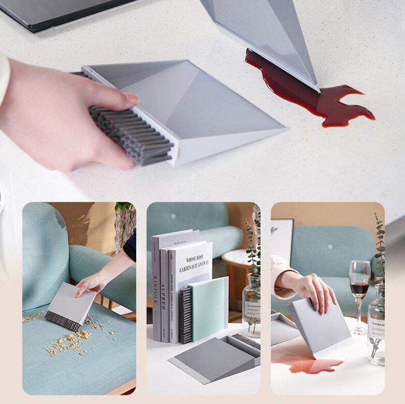 3in1 Desktop Sweep Bezem Stoffer Schoonmaken Hand Borstel Combinatie Wisser Boord Borstel Toetsenbord Thuis School Kantoor Schoon Borstel