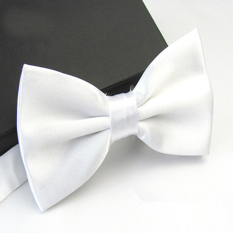 Pajarita de esmoquin a la para hombre, pajaritas de mariposa para hombres, bodas, bordeus, negro/Blanco/plata/champán/azul marino/rosa/azul: White