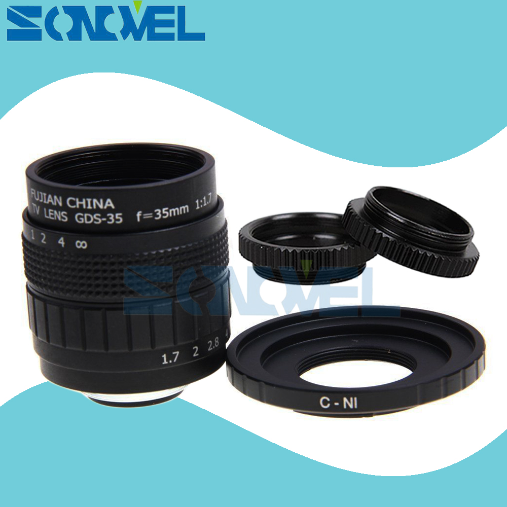 FUJIAN 35mm F1.7 CCTV TV Movie lens+C Mount +Macro ring for Nikon 1 AW1 S2 J4 J3 J2 J1 V3 V2 V1 C-NI C-Nikon 1