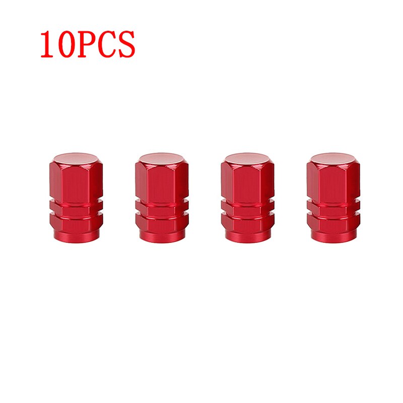 4 stk aluminiumslegering bildekk ventildeksler sekskantede dekk ventil stamme deksel luft støvhetter dekk ventil lastebil sykkel hjul felg ventil stamme caps: 10 stk rød