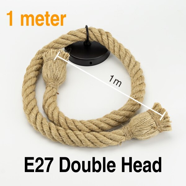 Retro Decorative Rope E27 Hanging Lamp Holder 1m 1.5m 2m Socket E27 Lamp Base Bulb Holder Chandelier Connector Adaptor Cable: 1m-Double Head