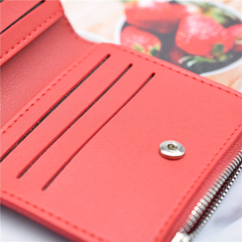 Short Card Wallet Women PU Leather Red Female Purse Slim Credit/bank Card Holder Case