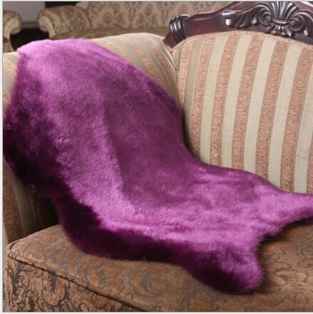 Cubierta para silla de piel de oveja sintética, cojín suave para sofá, alfombra, cojín de péndulo peludo, Color sólido, piel y pelo, alfombras esponjosas, manta para dormitorio: PURPLE