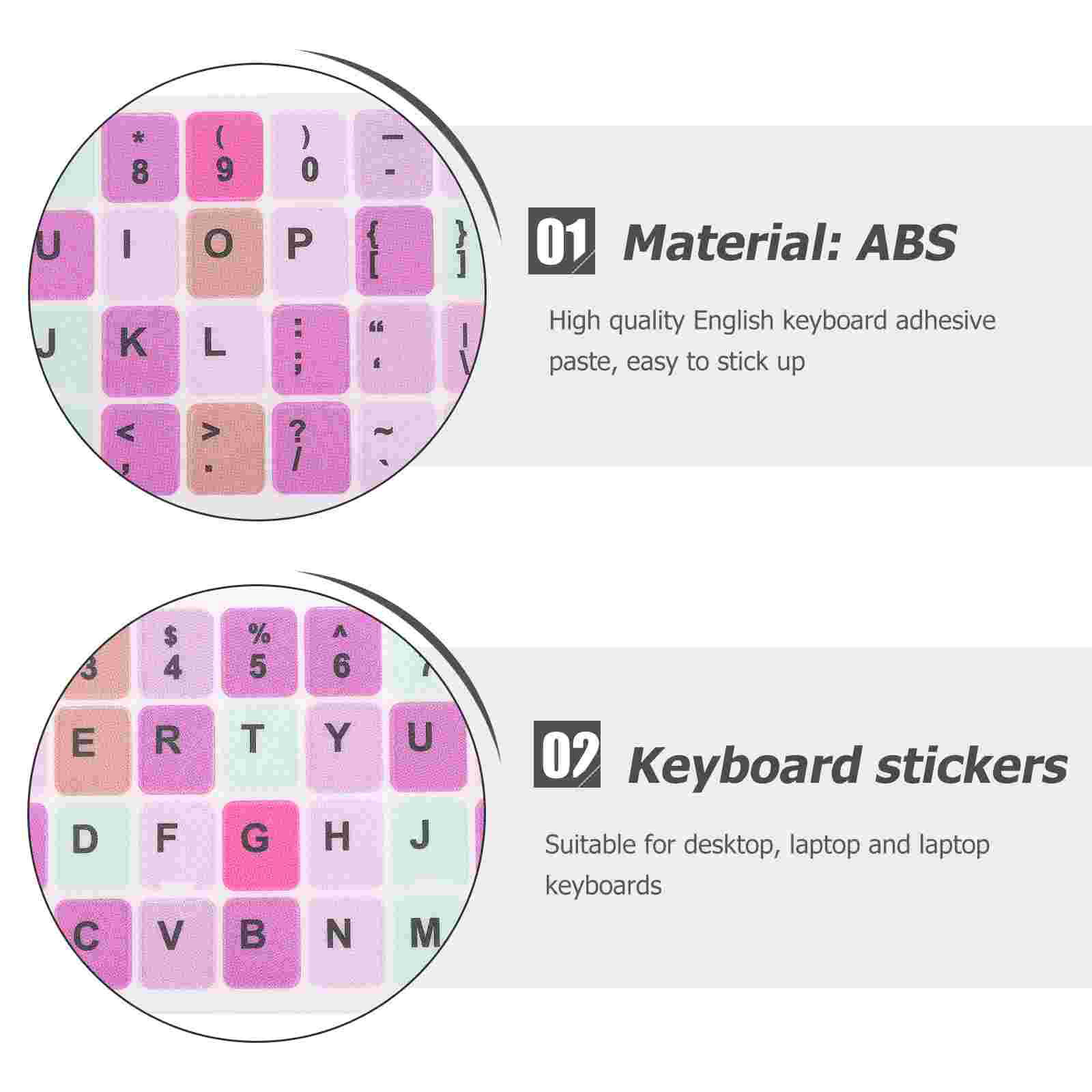 2 Sheets Keyboard Decorative Sticker Universal English Keyboard Sticker Decal