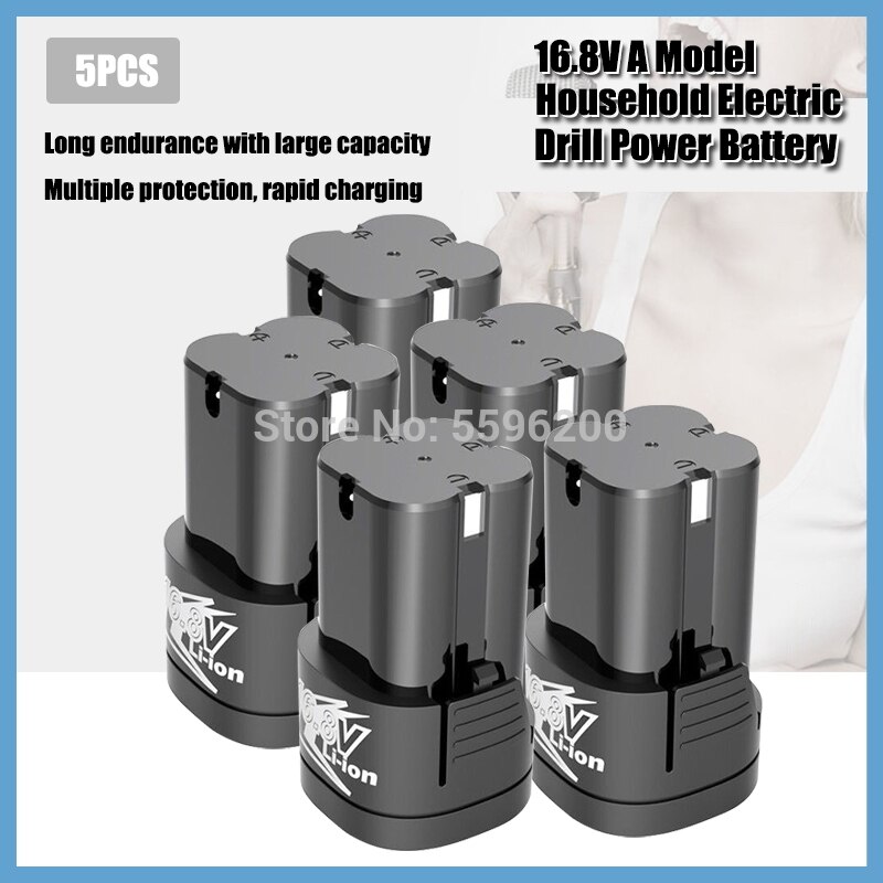 16.8V Electric Screwdriver Li-ion Battery Lithium Battery Rechargeable Hand Electric Drill Battery: 5PCS A Model