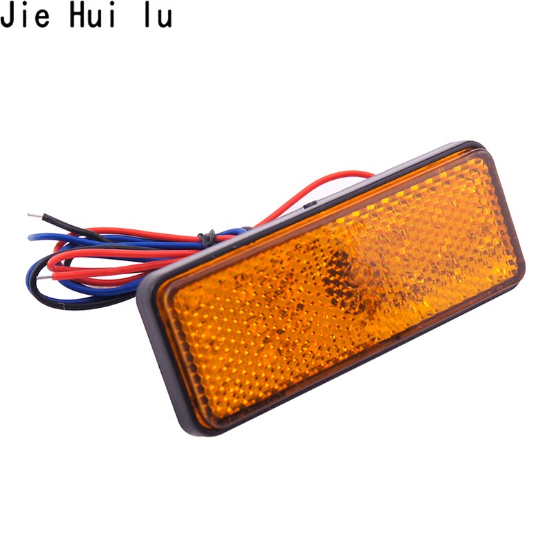 1 Pair 24LED Rectangle Motorcycle Reflector Tail Brake Turn Signal Light Lamp Car ATV LED Reflectors Truck Side Warning Light