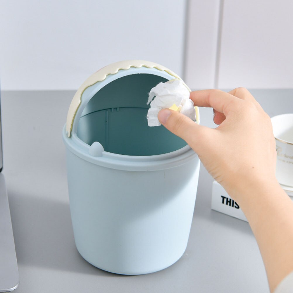 1pc Cartoon Clamshell Trash Can Clamshell Type Practical Desktop Garbage Can Garbage Container