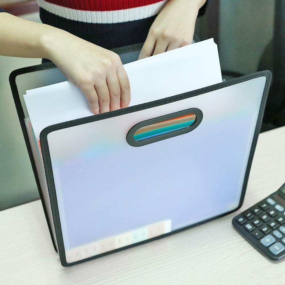 Accordion Expanding File Folder A4 Paper Filing Waterproof document bag 12 Pockets Rainbow Coloured Portable Receipt Organizer