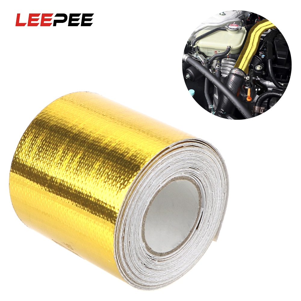 Leepee 5Cm * 5M Isolatie Zelfklevende Tape Hoge Temperatuur Weerstand Goud Auto Accessoires Intake Buis Aluminiumfolie tape
