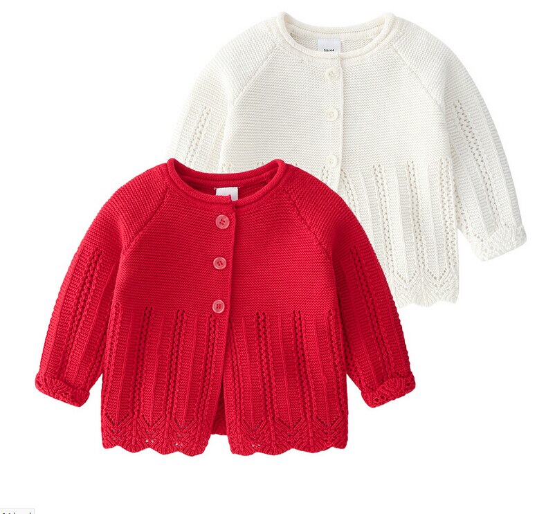 Emmababy Baby Meisje Mode Lange Mouwen Vest Verse Effen Kleur Ronde Hals Single-Breasted Gebreide Jas