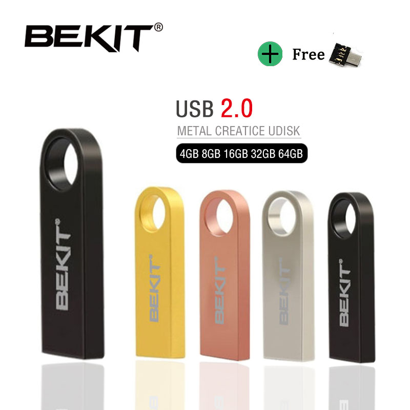 Bekit usb-stick 64gb metalen pendrive hoge snelheid usb-stick 32gb pendrive werkelijke capaciteit 16gb 8gb usb 2.0 flash