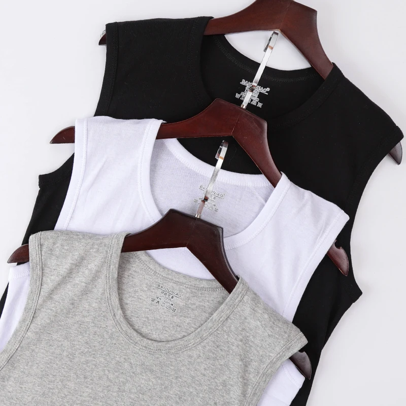 Vier seizoenen slank heren puur katoenen vest Eenvoudig mode sportvest Jeugd Fitnesstraining Spelen Mouwloos Ronde hals T