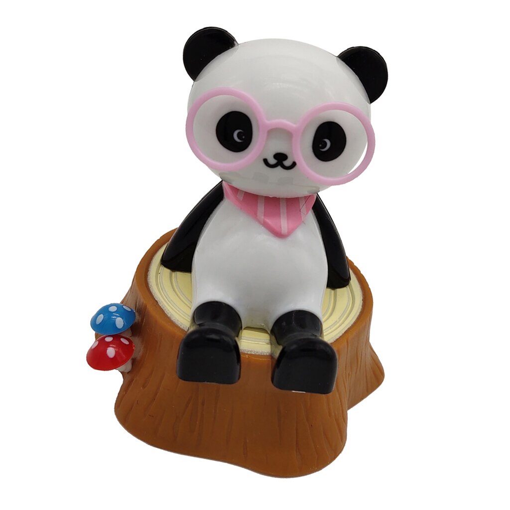 Schattige Zonne-energie Bobbling Speelgoed Schudden Hoofd Panda Thuis/Kantoor/Auto Ornament