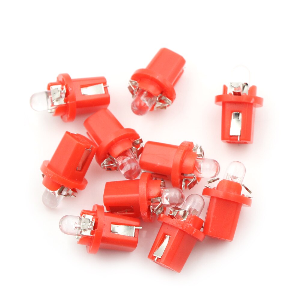 10 stk / parti flerfarvet  t5 b8.5d b8.5 smd førte billysbiler lysemitterende diode instrument instrumentbræt lyspærerdc 12 v: Rød