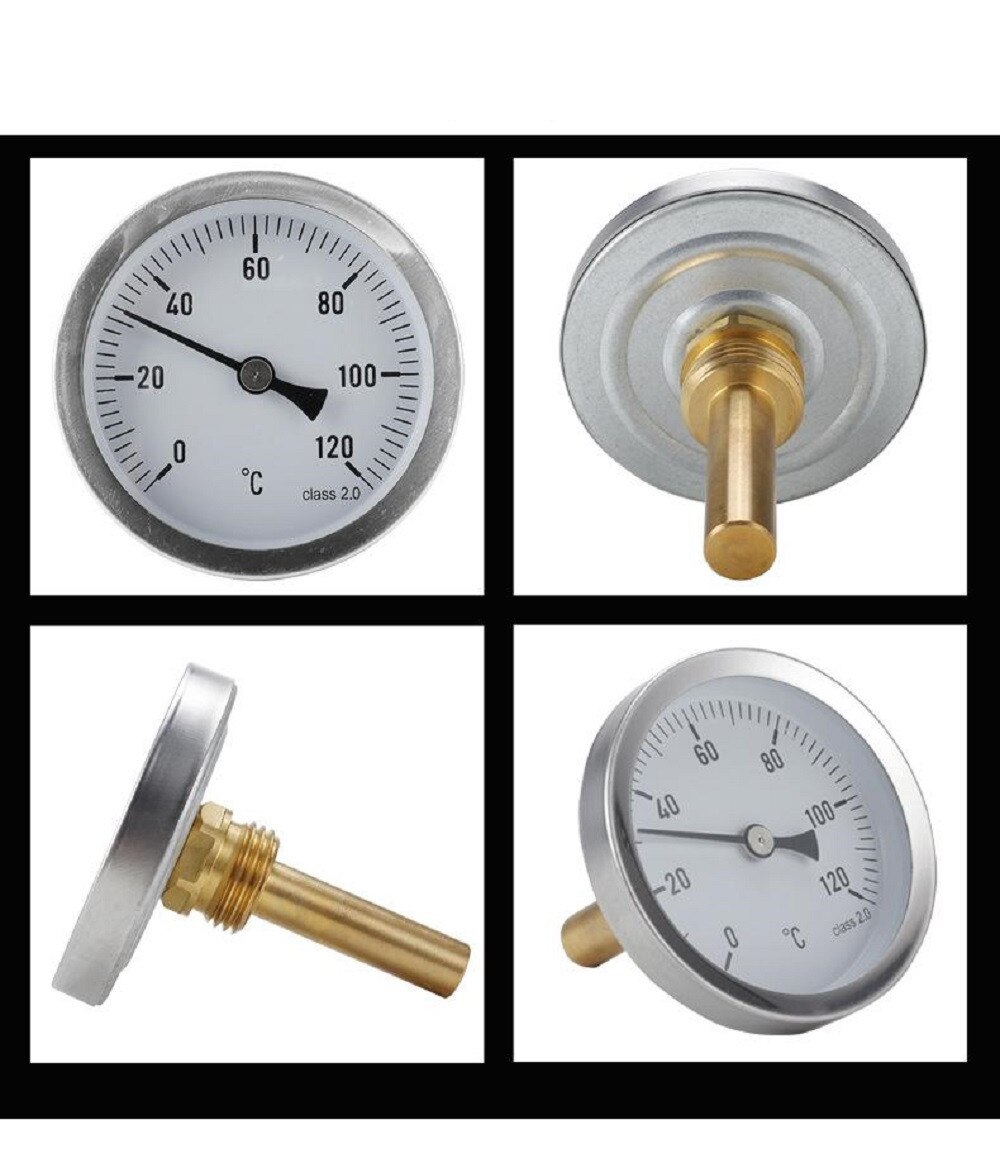 Thermomètre en métal pour tuyau d&#39;eau chaude, température de chauffage de 0 à 120 ° c 63mm pour tuyau d&#39;eau chaude et réservoirs d&#39;huile