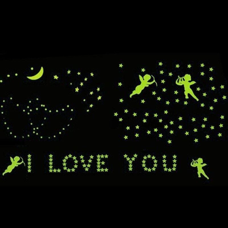 180 stk stjerner lyser i mørket lysende fluorescerende plastik vægdekoration til børnehjem til bryllup