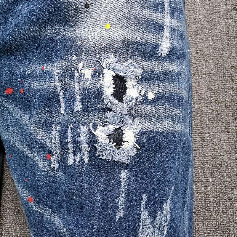 Vaqueros hombre efterår bootcut jeans til mænd slim fit stof stretch jeans blå stramme tiggerbukser pantalon homme