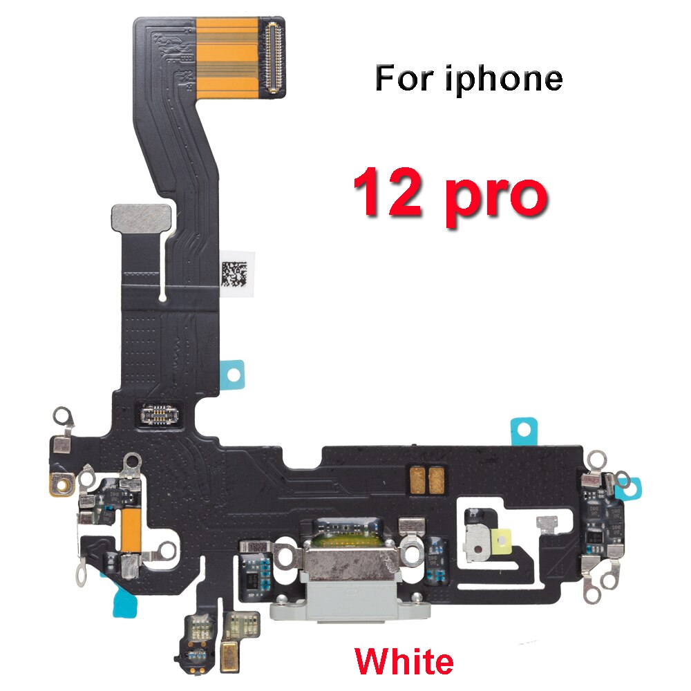 1pcs USB Charging Charger Port Flex Cable For iPhone 11 12 pro Max mini Dock Charger Connector With Microphone Flex Replacement: for 12pro white