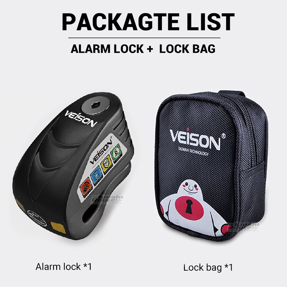 VEISON – alarme pour moto, cadenas étanche, pour Scooter, disque, antivol, accessoires: ALLOY BK C SET