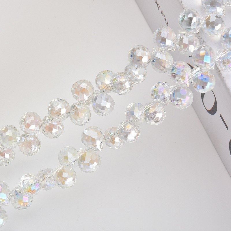 20 stk. ab farvede facetslebne glasperler, 6*7mm skinnende krystal jordbærperler til smykkefremstilling, forsyninger, armbånd, øreringe, tilbehør: Hvid