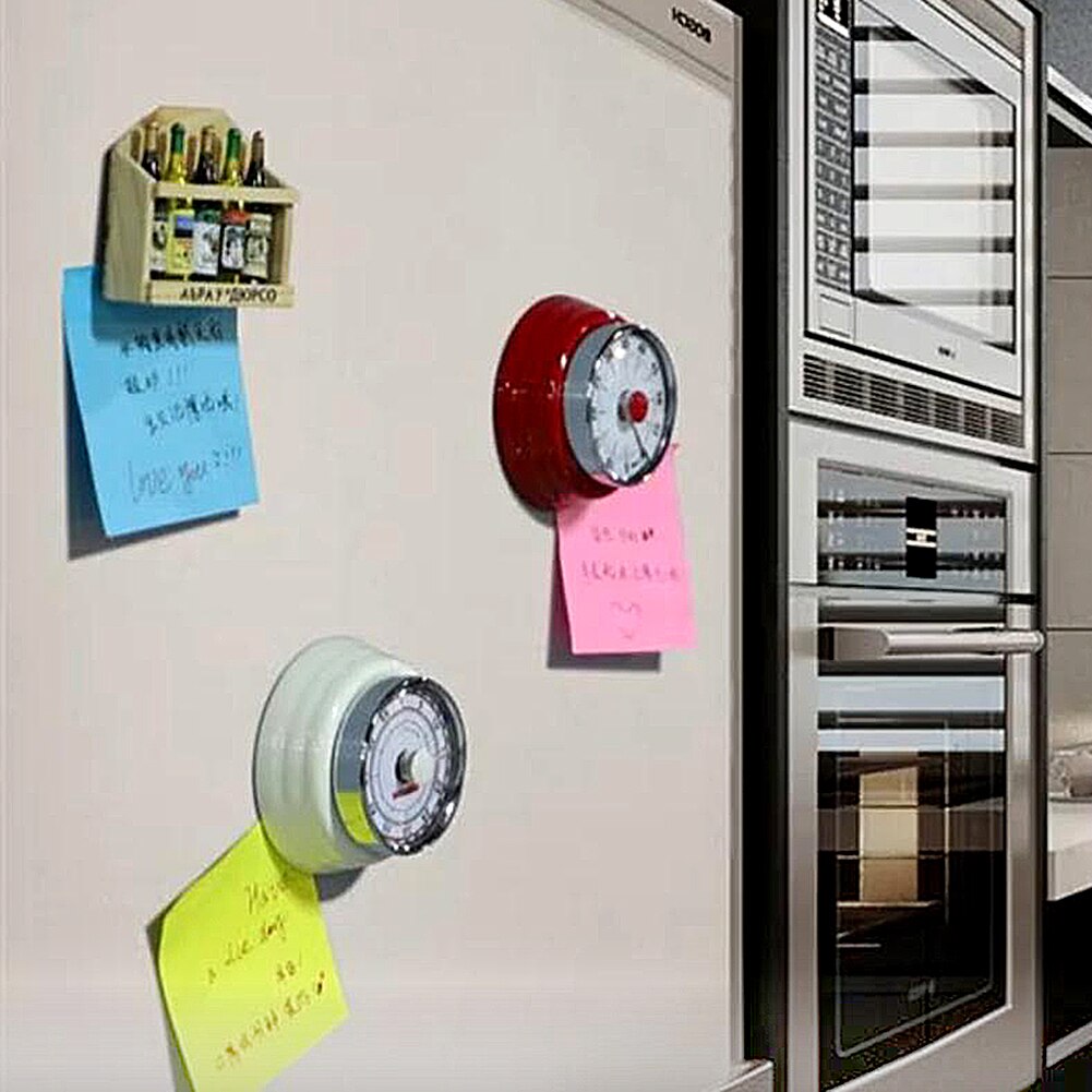 Round Shape Mechanical Timer-Magnetic Visual Countdown Timer with Alarm for Kitchen Cooking Baking Sports Kids(Red)