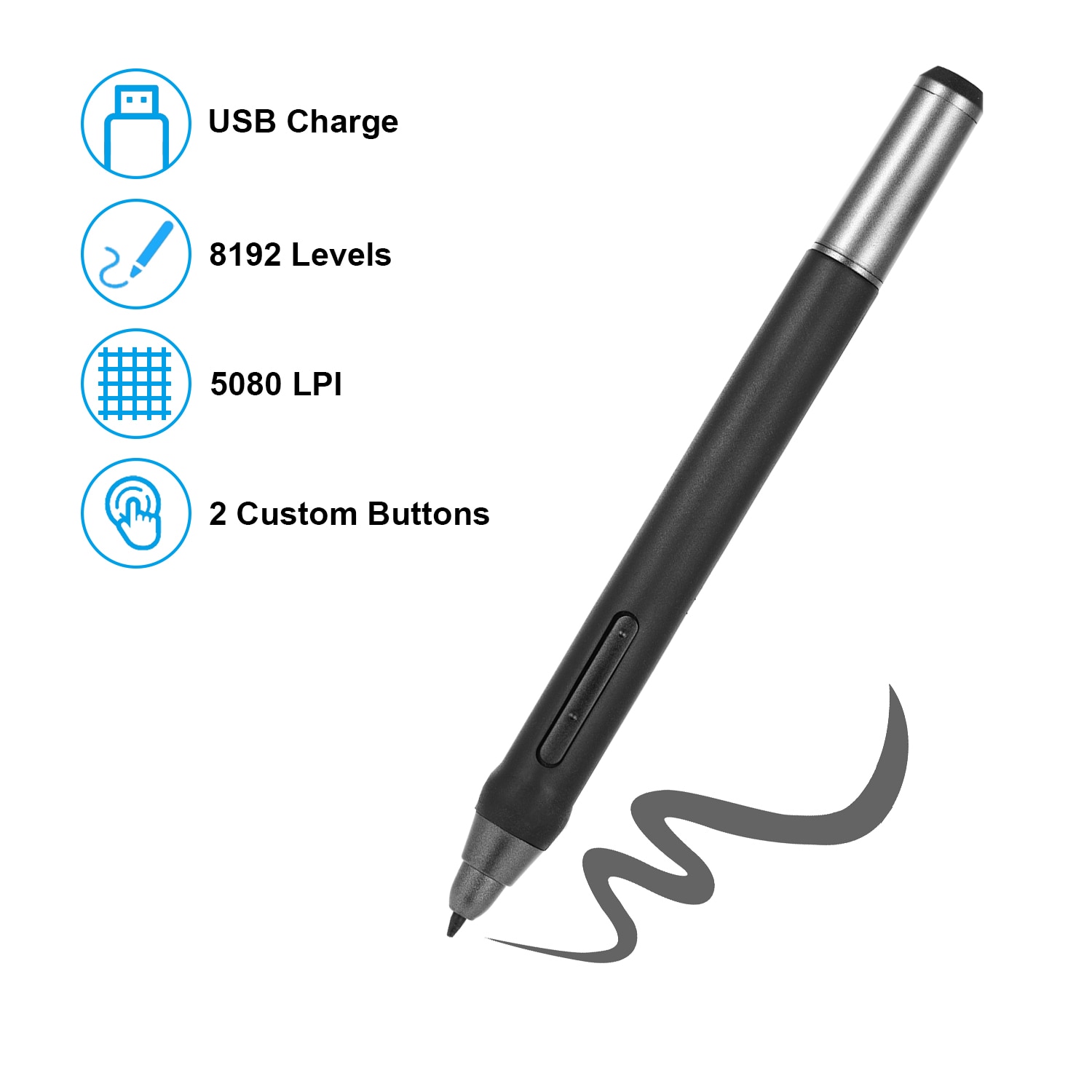 BOSTO Rechargeable Pen Digital Pen 8192 Levels Pressure Stylus Pen for BOSTO 13HD/16HD/16HDK/16HDT/22UX