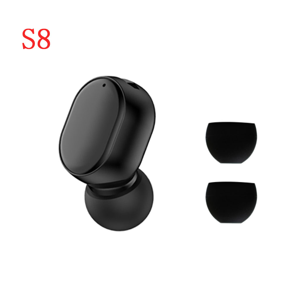 Auriculares internos Bluetooth 5,0 Mini, auriculares inalámbricos con micrófono, auriculares estéreo 3D para Samsung, Huawei, Xiaomi, Android e IOS: S8-Black