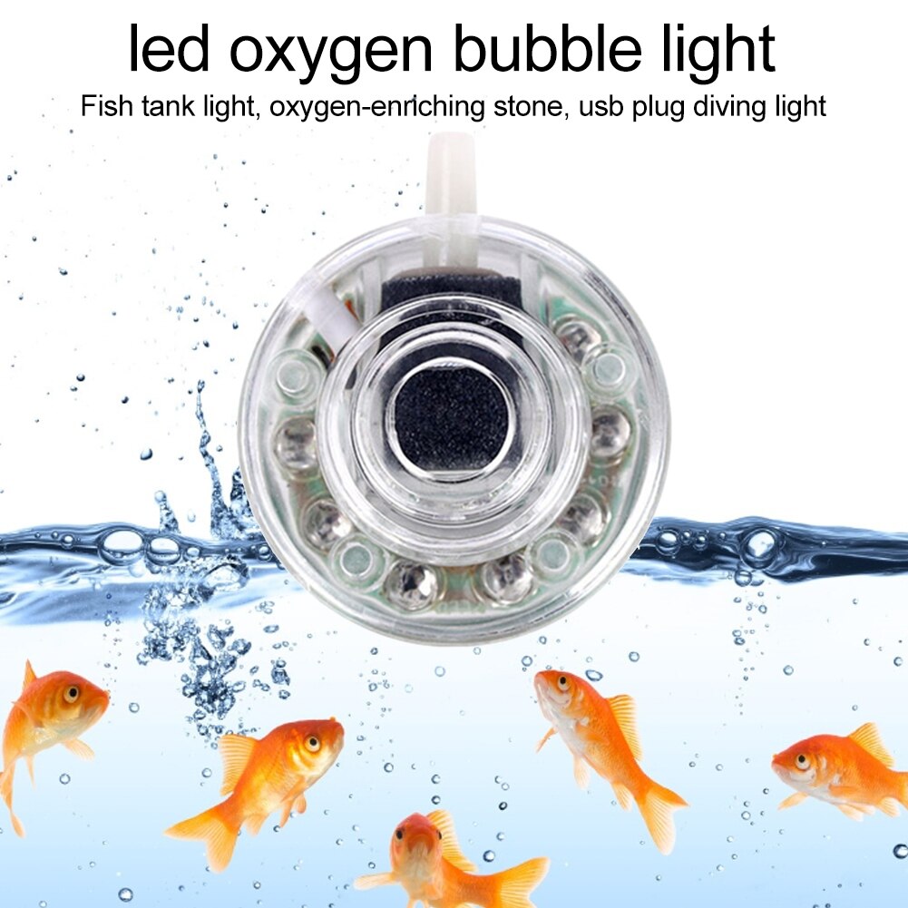USB Submersible LED Aquarium Lights Colorful Changing Making Oxygen Light Underwater Night Light Air Bubble Lamp for Fish Tank