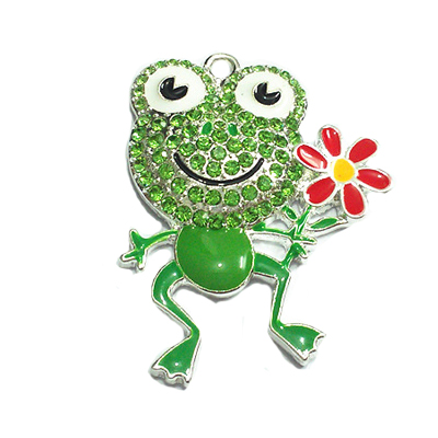 Lot de 10 pendentifs en forme de grenouille pour collier de pâques, 45x35mm, (choisissez la couleur en premier): Green
