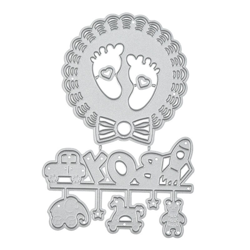 Kokorosa Baby Footprint with Boy Girl Letter Metal Cutting Dies Embossing Stencil Scrapbook Template Punch Paper Crafts
