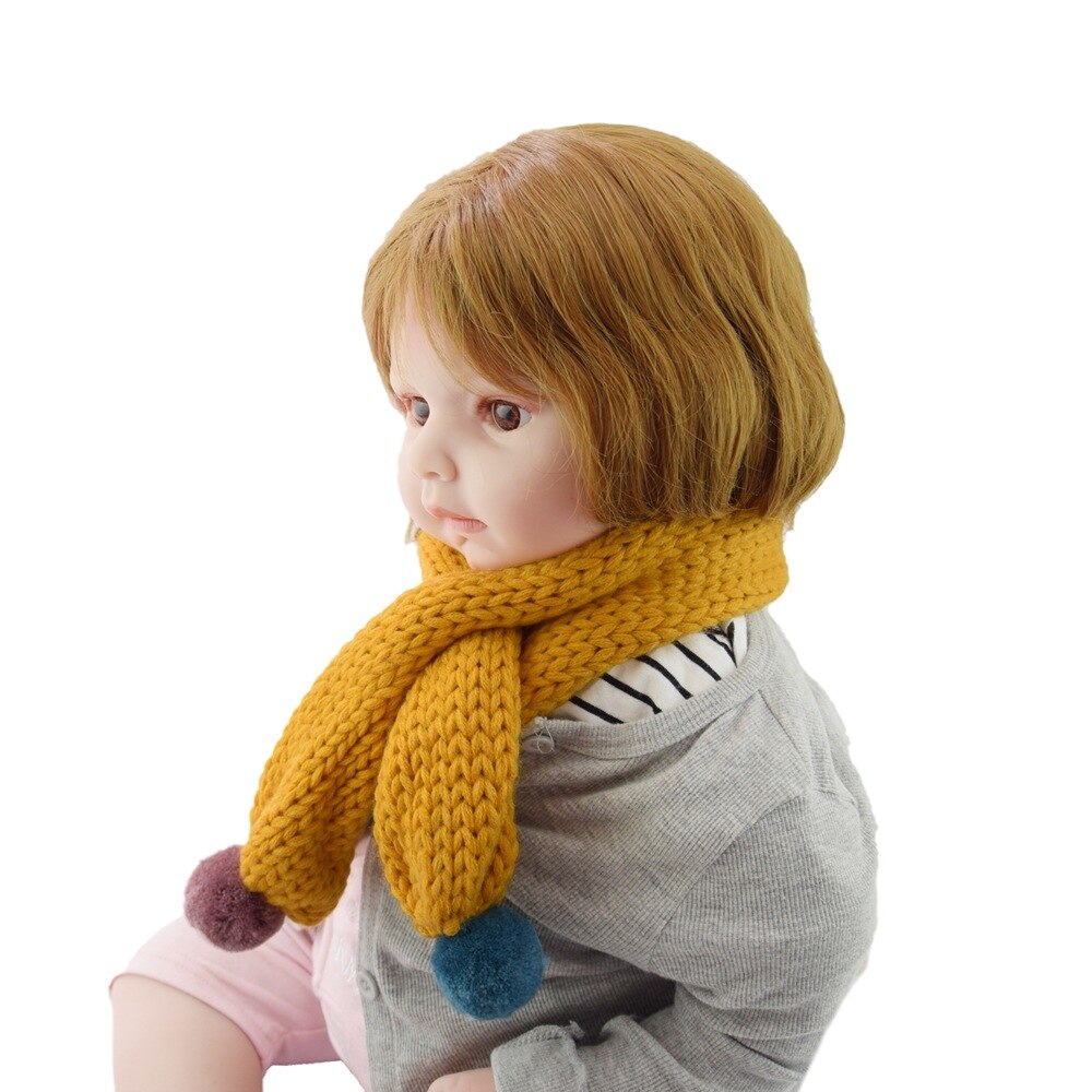 Écharpe d&#39;hiver en laine tricotée pour enfants, écharpe de couleur Pure, bavoir assorti pour bébé, garçons et filles