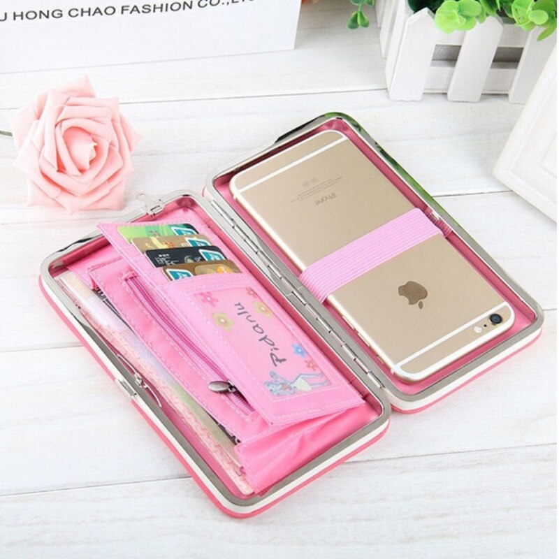 Wallet's Women Long Card Hold Bow knot Large Capacity Lunch Box Cellphone Solid Pocket Purse