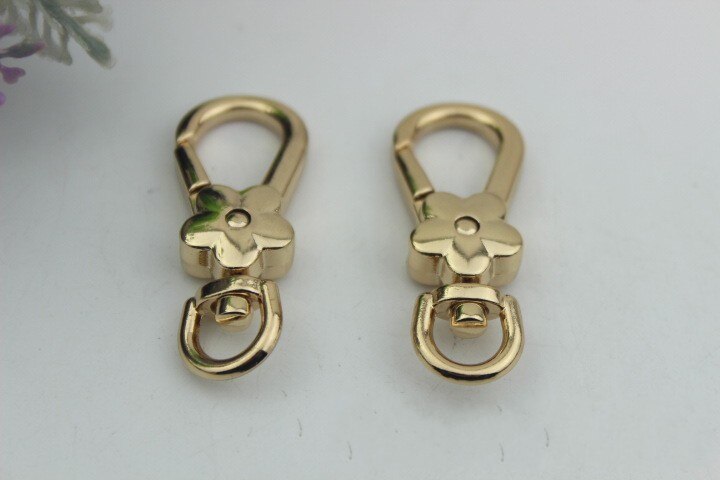 Lionsen 1pcs Metal flower Trigger Clasp Clips Snap Buckle Hook For Keychain DIY Bag Key Ring Handbag Hardware Accessories: Light Gold