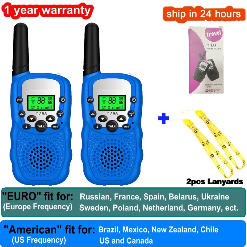 2 pezzi Walkie Talkie bambini Celular giocattoli ricetrasmettitore portatile evidenzia telefono Radio interfono bambini Talkie Walkie regali di compleanno: 2 Blue 2 Rope