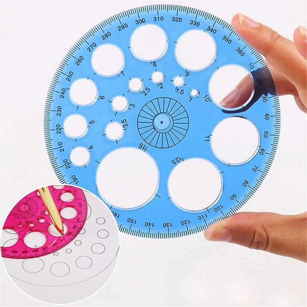 360 Degree Protractor All Round Ruler School Drafting Supplies For Students 16 Circular Cutouts Plastic Clear and easy to read